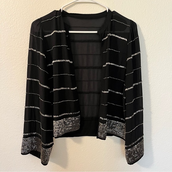 Black Sequin Sheer Bedazzled Top - Picture 1 of 2